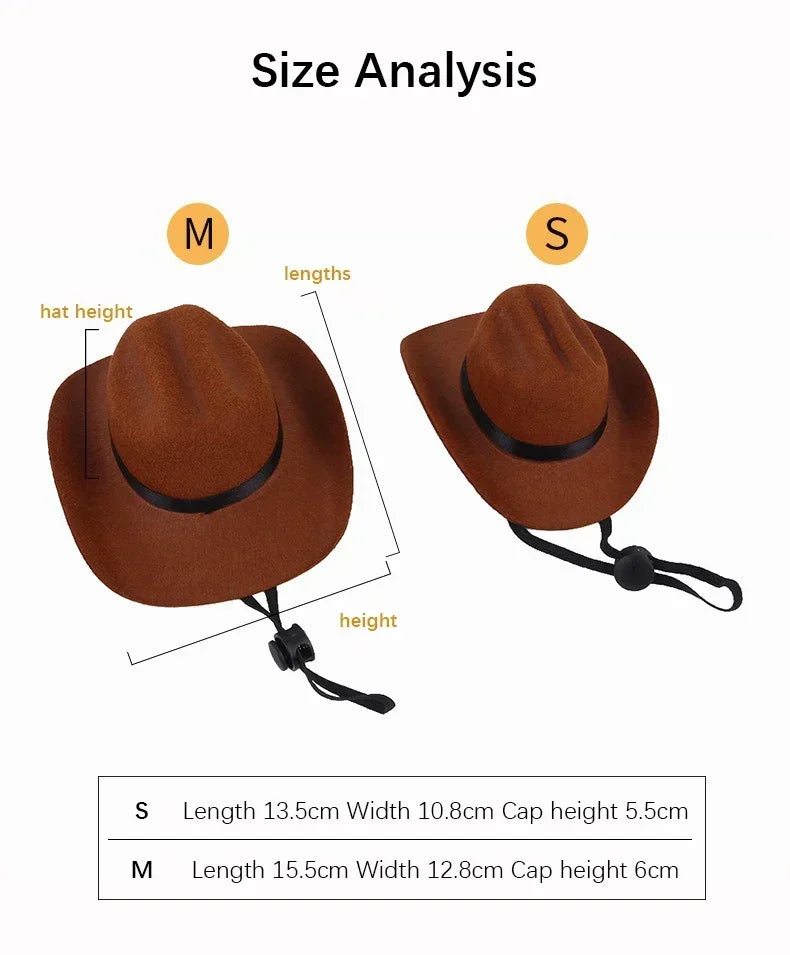 Pet Costume Hat Cosplay Cat Dog Western Cowboy Hat Adjustable Size Pet Accessories High Quality Fabric Minimalist Fashionable