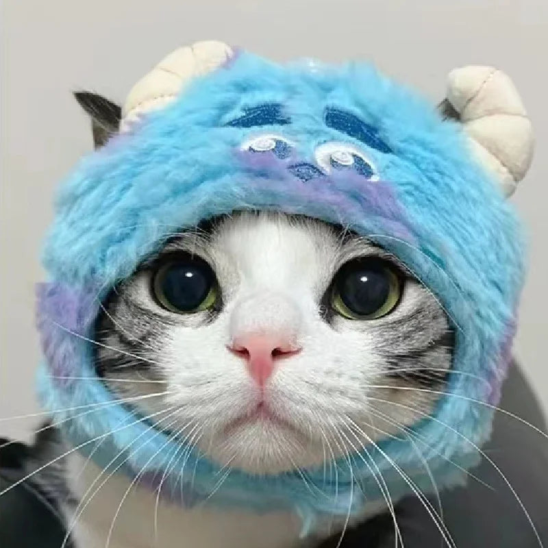 Cat Cute Cartoon Decorative Funny Cat Headwear Cat Dog Hat Headgear Pet Cute Funny Artifact Warm Plush Pet Hat Pet Photo Props