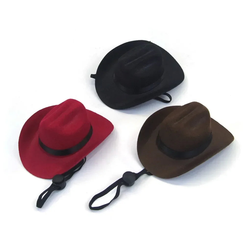 Pet Costume Hat Cosplay Cat Dog Western Cowboy Hat Adjustable Size Pet Accessories High Quality Fabric Minimalist Fashionable