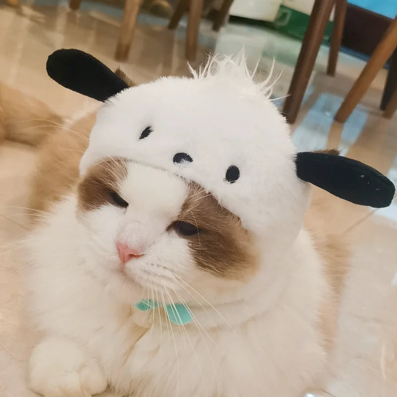 Cat Cute Cartoon Decorative Funny Cat Headwear Cat Dog Hat Headgear Pet Cute Funny Artifact Warm Plush Pet Hat Pet Photo Props