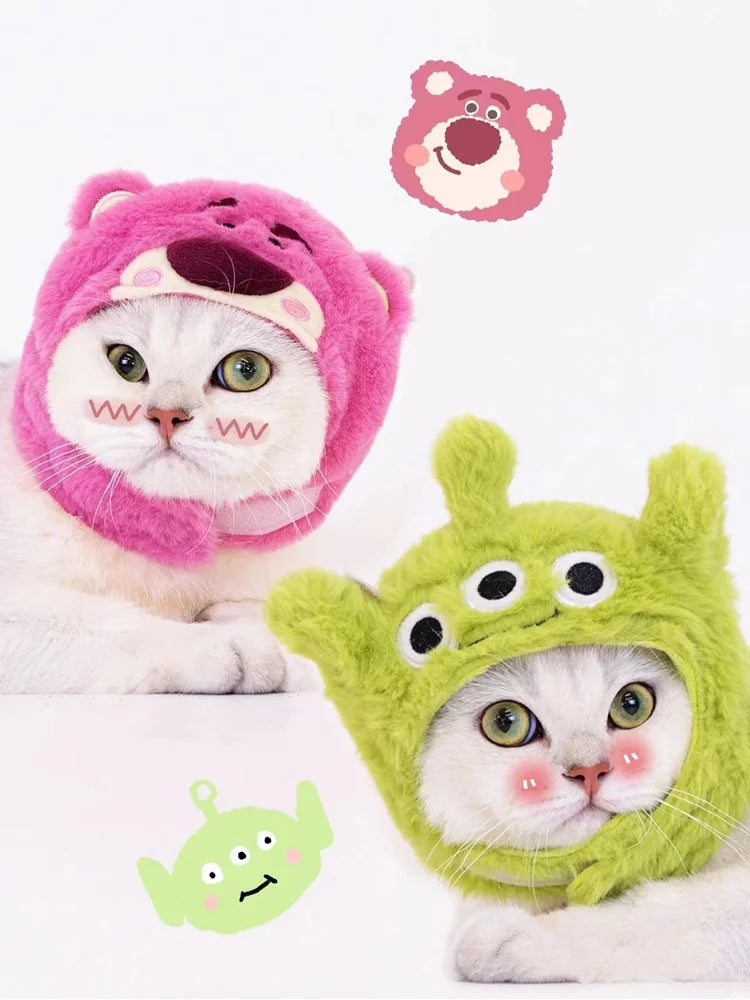 Cat Cute Cartoon Decorative Funny Cat Headwear Cat Dog Hat Headgear Pet Cute Funny Artifact Warm Plush Pet Hat Pet Photo Props