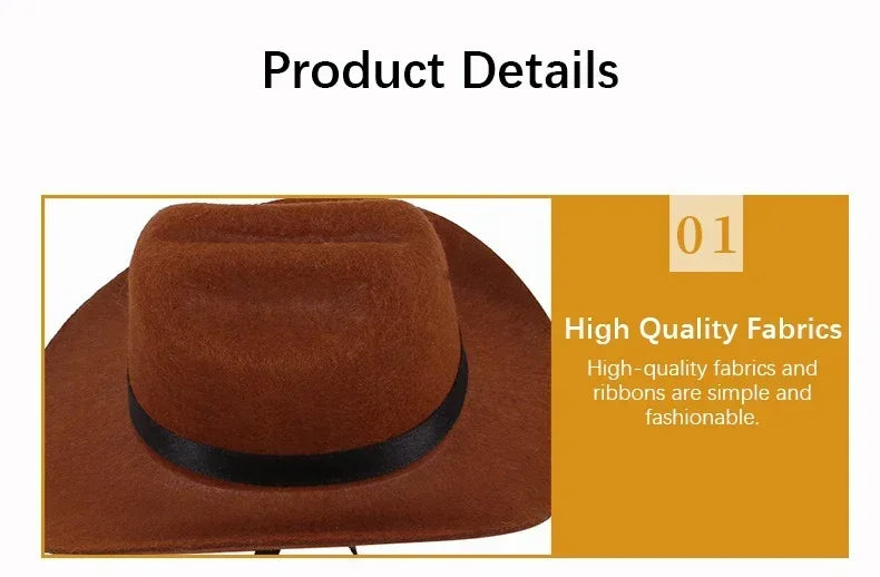 Pet Costume Hat Cosplay Cat Dog Western Cowboy Hat Adjustable Size Pet Accessories High Quality Fabric Minimalist Fashionable