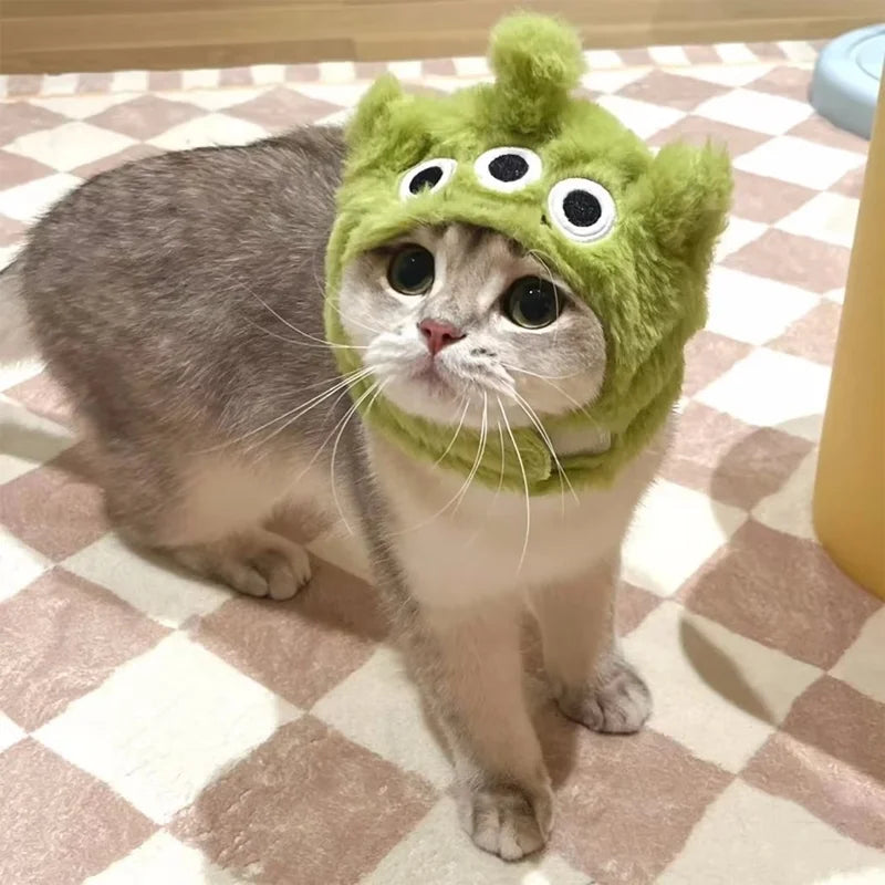 Cat Cute Cartoon Decorative Funny Cat Headwear Cat Dog Hat Headgear Pet Cute Funny Artifact Warm Plush Pet Hat Pet Photo Props