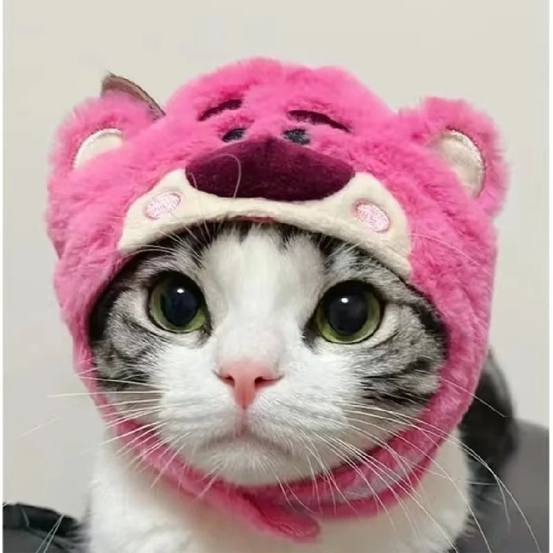 Cat Cute Cartoon Decorative Funny Cat Headwear Cat Dog Hat Headgear Pet Cute Funny Artifact Warm Plush Pet Hat Pet Photo Props