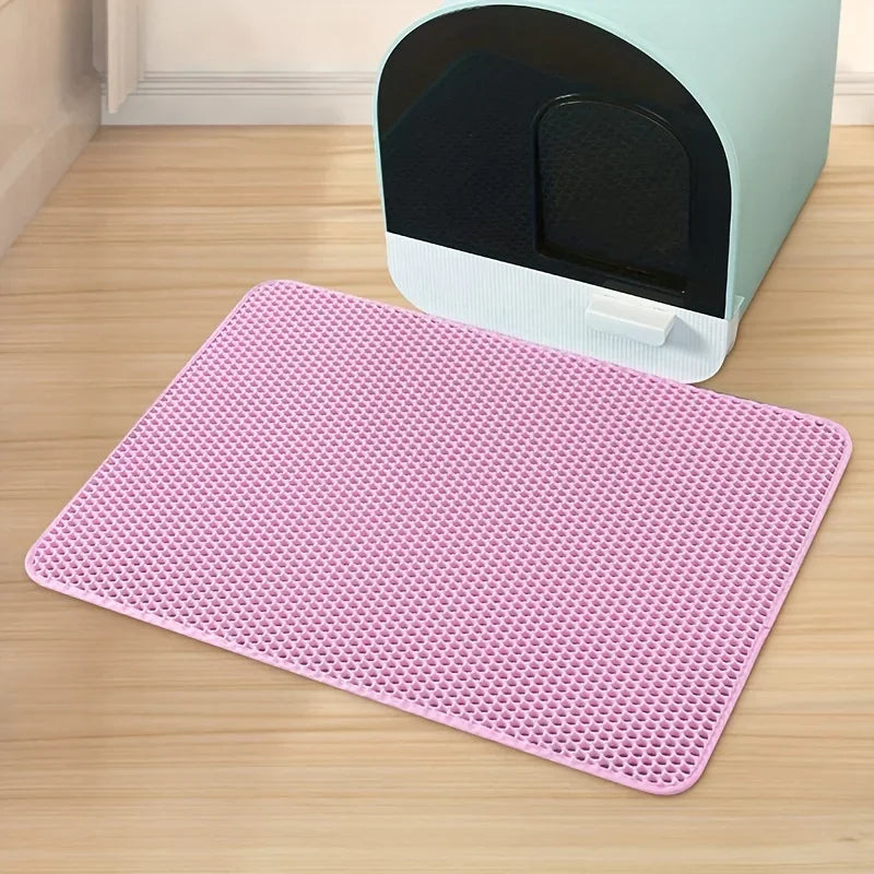 EVA Double Layer Cat Litter Trapping Mat, Non-slip Washable Cat Litter Box Cleaning Mat Cat Toilet Mat