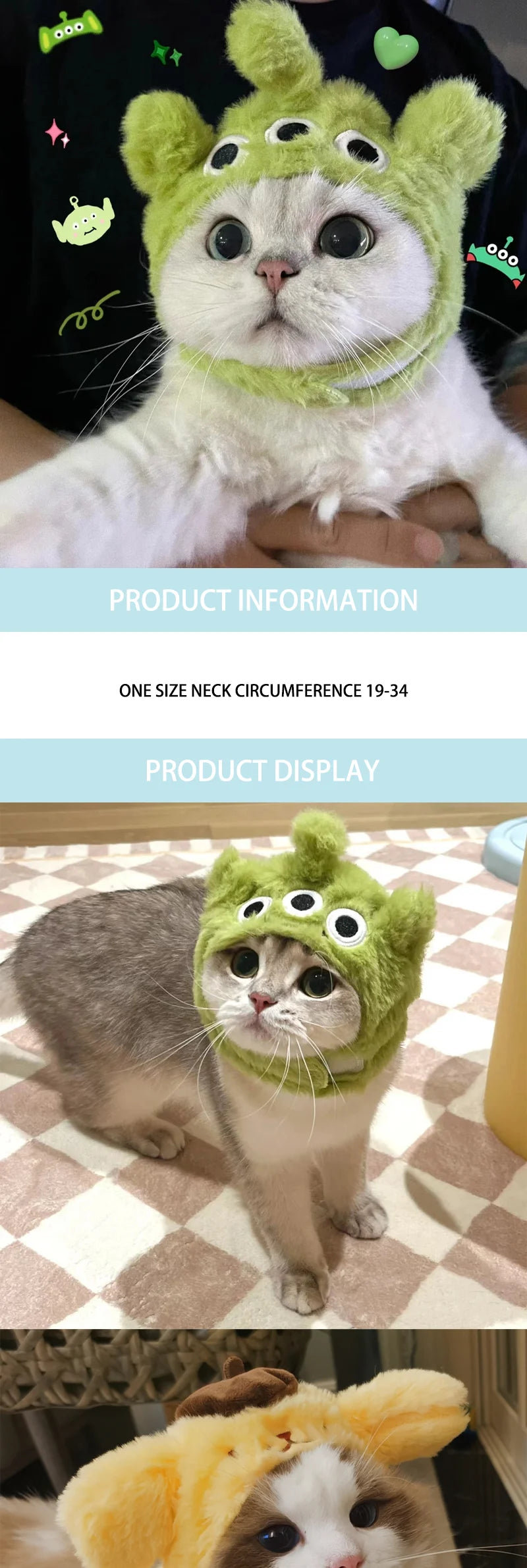 Cat Cute Cartoon Decorative Funny Cat Headwear Cat Dog Hat Headgear Pet Cute Funny Artifact Warm Plush Pet Hat Pet Photo Props