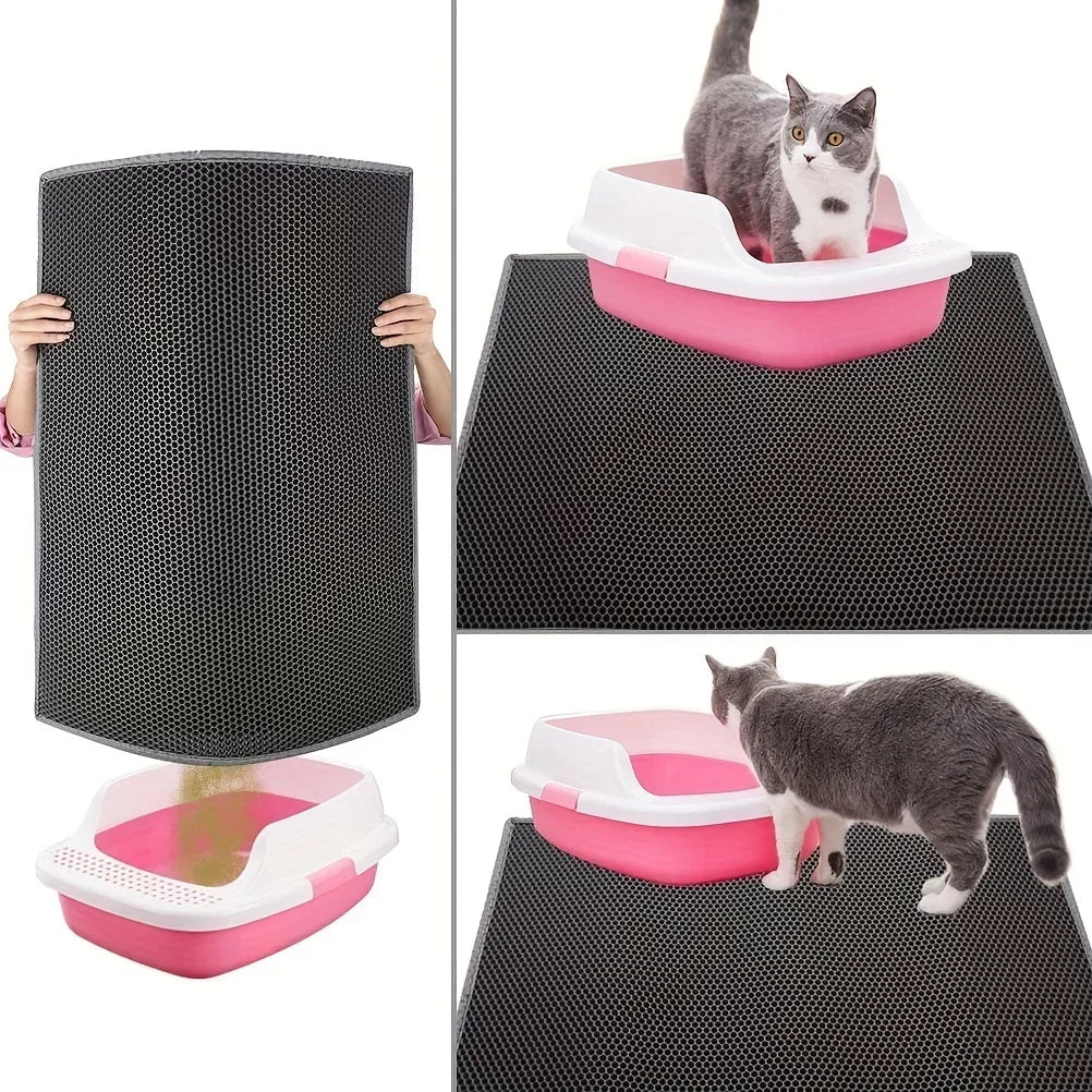 EVA Double Layer Cat Litter Trapping Mat, Non-slip Washable Cat Litter Box Cleaning Mat Cat Toilet Mat