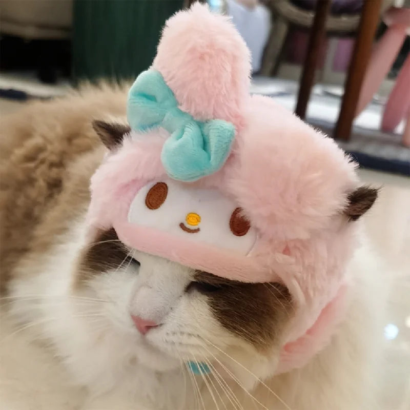 Cat Cute Cartoon Decorative Funny Cat Headwear Cat Dog Hat Headgear Pet Cute Funny Artifact Warm Plush Pet Hat Pet Photo Props