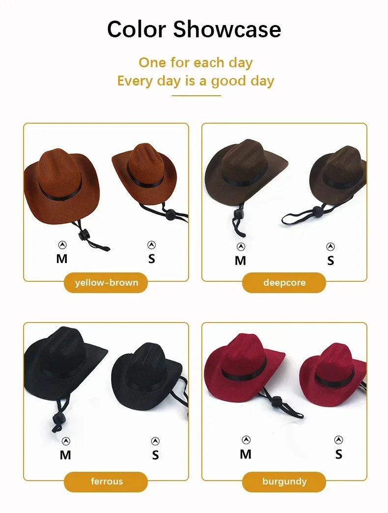 Pet Costume Hat Cosplay Cat Dog Western Cowboy Hat Adjustable Size Pet Accessories High Quality Fabric Minimalist Fashionable