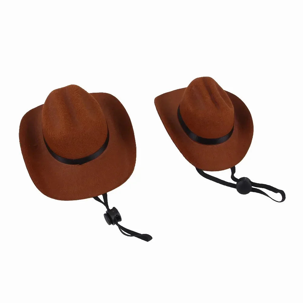 Pet Costume Hat Cosplay Cat Dog Western Cowboy Hat Adjustable Size Pet Accessories High Quality Fabric Minimalist Fashionable