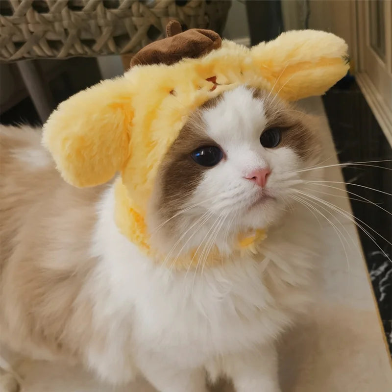 Cat Cute Cartoon Decorative Funny Cat Headwear Cat Dog Hat Headgear Pet Cute Funny Artifact Warm Plush Pet Hat Pet Photo Props