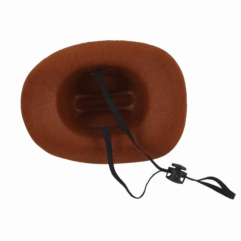 Pet Costume Hat Cosplay Cat Dog Western Cowboy Hat Adjustable Size Pet Accessories High Quality Fabric Minimalist Fashionable