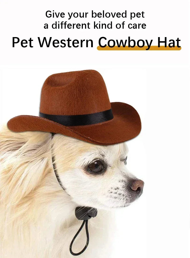 Pet Costume Hat Cosplay Cat Dog Western Cowboy Hat Adjustable Size Pet Accessories High Quality Fabric Minimalist Fashionable