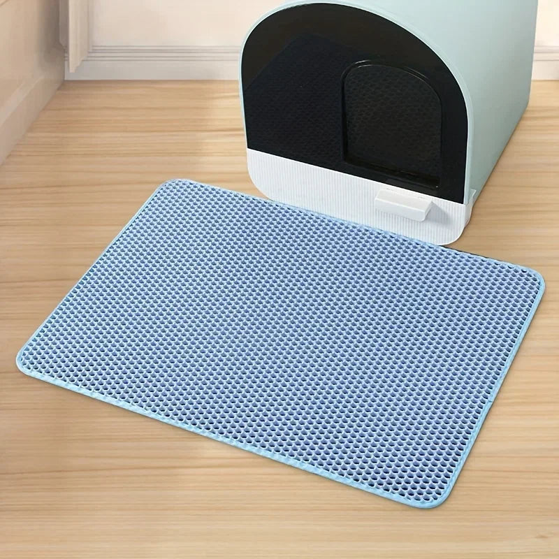 EVA Double Layer Cat Litter Trapping Mat, Non-slip Washable Cat Litter Box Cleaning Mat Cat Toilet Mat