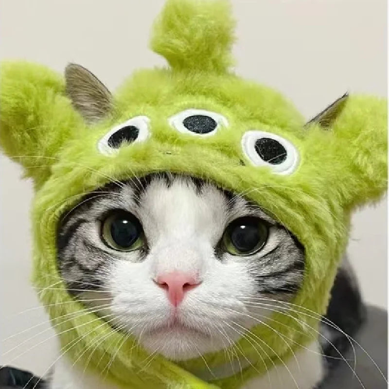 Cat Cute Cartoon Decorative Funny Cat Headwear Cat Dog Hat Headgear Pet Cute Funny Artifact Warm Plush Pet Hat Pet Photo Props