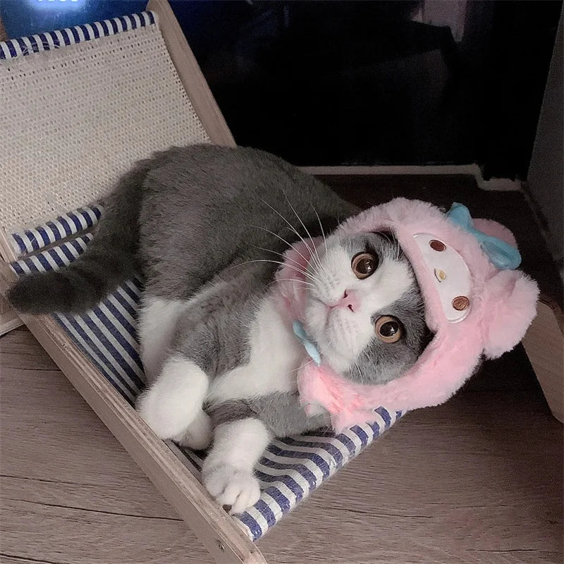 Cat Cute Cartoon Decorative Funny Cat Headwear Cat Dog Hat Headgear Pet Cute Funny Artifact Warm Plush Pet Hat Pet Photo Props